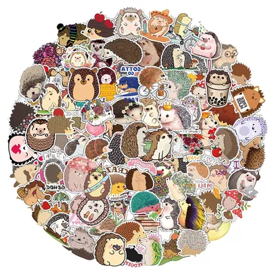 100 Igel-Sticker, wasserdicht, Cartoon-Vinyl, 5-8 cm, bunt