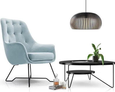 Produktbild von DomoHome kreslo EZO Pohodlné moderné dizajnové kreslo Ergonomické čalúnenie, Stabilné nohy, Pohodlie pri sedení z PUR peny, Kvalitný látkový poťah Rozmery: 72x83x101 cm, Farba: TURQUoise