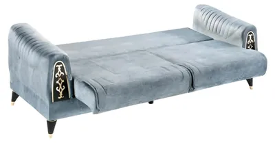 Produktbild von Sofa 3-Sitzer Grau Einfarbig Edelstahl Schwarz Fuße Wohnzimmer Modern