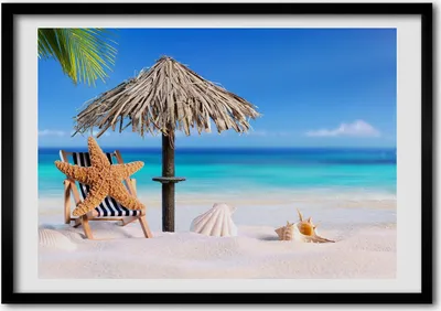 Produktbild von Bild - Bilderrahmen - 100 cm x 70 cm - MDF - Rahmen - Foto - Wandkunst Strandferien
