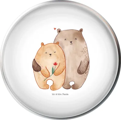 Produktbild von Mr. & Mrs. Panda Ablaufgarnitur Bären Liebe - Weiß - Geschenk, Hochzeitstag, Umarmung, Jahrestag, waschbeckenstöpsel, Waschbecken Stöpsel, Verknallt, Stopfen, Bär