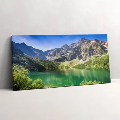 Produktbild von See, Berge, Wald und Natur – Leinwandbild Wandbild – 100x50 cm – Leinwandbilder – Wandbilder – Schlafzimmer – Flur