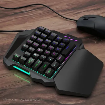 Obrázok produktu pre HXSJ V100 – 35-tlačidlová jednoručná membránová mini herná klávesnica s USB káblom – náhrada pre hráčov PUBG, LOL a CS