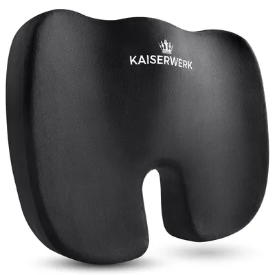 Produktbild von Kaiserwerk Sitzkissen - weich bis 90 Kg - Ergonomisches Steißbeinkissen aus Memory Foam, druckentlastend für einen erhöhten Sitzkomfort