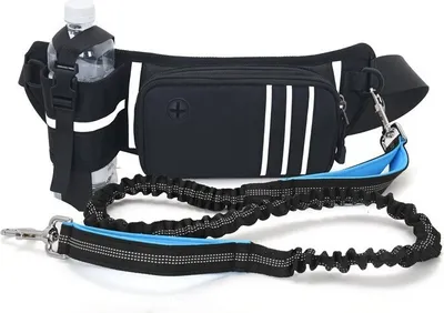 Produktbild von Joggingleine für Hunde, Gürteltasche zum Laufen Joggen Wandern und Normale Hundeleine für Große Mittelgroße kleine mit Doppelgriff Bauchgurt mit Reflektierenden Nähten（schwarz）