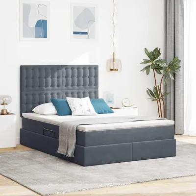 Image de Maison Exclusive - Lit coffre avec matelas gris foncé 140 x 200 cm velours