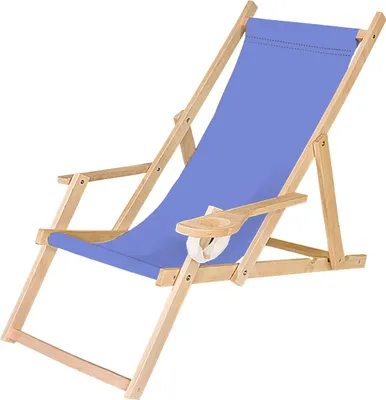 Holz Liegestuhl Klappbar Klappliegestuhl mit Armlehne und Getränkehalter Strandstuhl Motiv Blau [119]