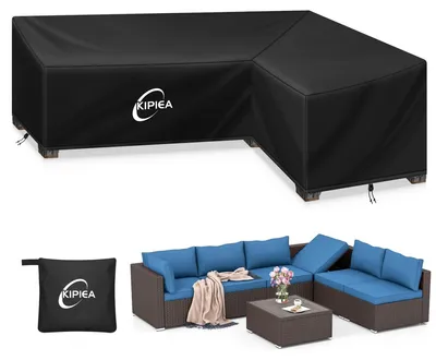 Imagen del producto de Funda para muebles de jardín, de forma en L, impermeable, de 264x214x85x78/61 cm, para sofá de esquina