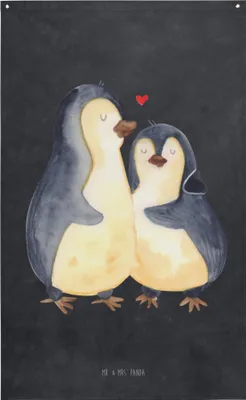 Produktbild von Mr. & Mrs. Panda Tapestry Pinguin umarmen - Kreidetafel - Geschenk, Wandteppich, Boho, Liebe, Hochzeit, Wandtuch, Umarmung, Gobelin, Hochzeitstag, Wandbild, Verliebt