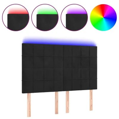 Immagine prodotto di vidaXL Testiera LED nera 144x5x118/128 cm Velluto