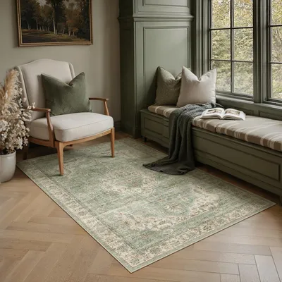 Zdjęcie produktu dla Dywan vintage 120x170 cm, nadający się do prania w pralce i antypoślizgowy