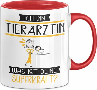 Produktbild von Tierärztin Geschenk Tasse Ich Bin Tierärztin Was Ist Deine Superkraft Geschenkidee Lustig Geburtstag Weihnachten (Rot)