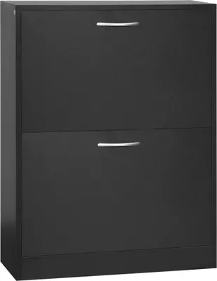 Produktbild von Schuhregal - Schuhschrank - 2 Schubladen - 60×24×80 cm - Modernes Design - Freistehend - Schwarz