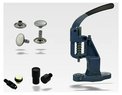 Produktbild von Nietenpresse Set mit Hohlnieten, Lochpfeife und 100 Stück rostfreien Hohlnieten Doppelkopf (7 x 8 mm, Silber)