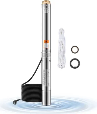 Produktbild von 750W Tiefbrunnen-Tauchpumpe aus Edelstahl - Wasserpumpe 246ft 100L/min - Für Trinkwasser und Bewässerung