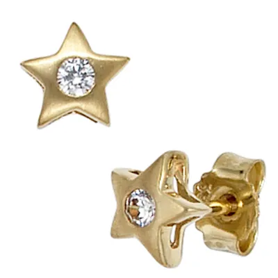 Produktbild von Ohrstecker Stecker Stern Sterne Zirkonia gefasst 333 Gold Gelbgold Damen