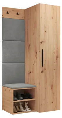 Produktbild von MIRJAN24 Garderoben-Set Medi III, Schuhschrank, Kleiderhakenbrett, 4x Paneel 42x42, 2 Kleiderhaken (Farbe: Artisan Eiche, Polo 894)