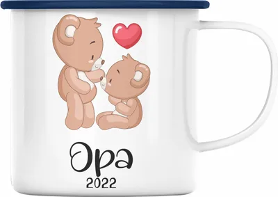 Produktbild von Trendation - Du Wirst Opa 2022 Emaille Tasse Geschenk Schwangerschaft Verkünden Großvater Überraschung Baby Emaille Emaille Tasse Opa (Blau)