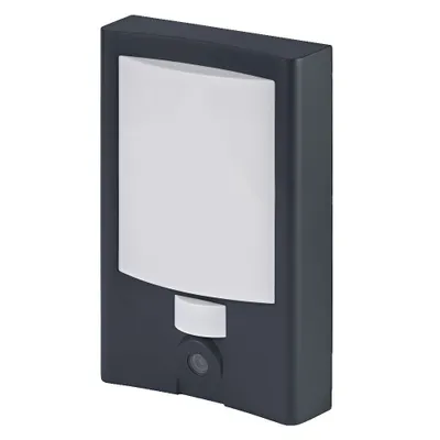 Zdjęcie produktu dla Zewnętrzna lampa ścienna LEDVANCE SMART+ + numer domu i kamera, ciepłe białe światło (3000K), wysokiej jakości obudowa z poliwęglanu w kolorze ciemnoszarym, zintegrowany głośnik, karta pamięci, inteligentna technologia WIFI