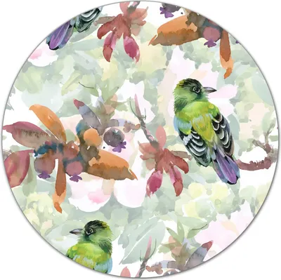 Produktbild von Glas Schneidebrett Herdabdeckplatten Schneideplatten Rund - 40 cm - Exotische Vögel