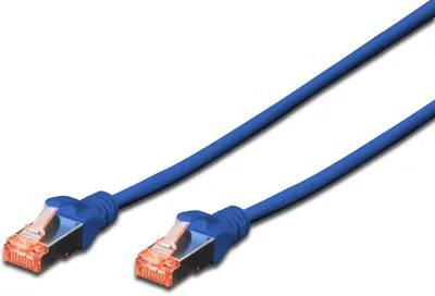 Produktbild von DIGITUS Patchkabel Cat6  S/FTP 2xRJ45  2.0m blau Hebelschutz Polybeutel