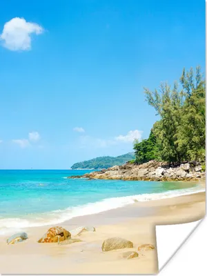 Produktbild von MuchoWow® Poster Strand - Meer - Pflanzen - Tropisch 90x120 cm - Wohnzimmer