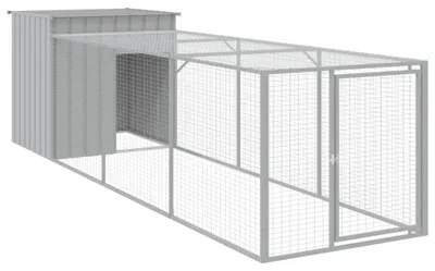 Produktbild von vidaXL Hühnerkäfig mit Auslauf Hellgrau 110x405x110 cm Stahl Verzinkt