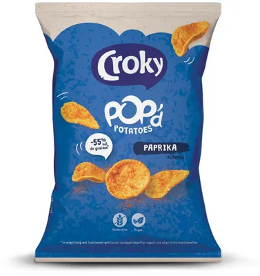 Produktbild von Croky Pop'd Kartoffelchips Paprika, 85 g – Knuspriger Snack mit Paprika