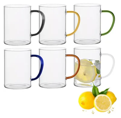Produktbild von Set aus 6 Gläsern Kaffeetassen mit Bunten Griffen