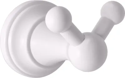 Image de Patère double rétro MORAVA en laiton blanc 7,85x5,85x5,95 cm
