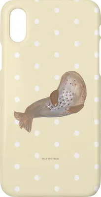 Produktbild von Mr. & Mrs. Panda Iphone 10 Handyhülle Robbe Lachen - Gelb Pastell - Geschenk, Lustige Sprüche, Ostsee, Nordsee, X, Strand, Handy, Cover, Robben, Hülle, Seehund