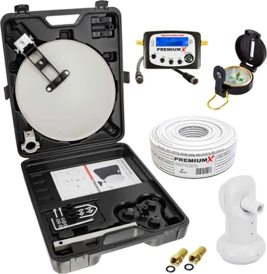 Produktbild von PremiumX Camping SAT Anlage SatFinder Kompass LNB Kabel F-Stecker im Koffer