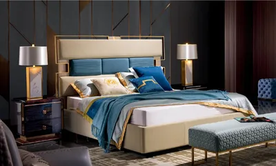 Obrázek produktu pro Bett Schlafzimmer Nachttisch Komplettes Set Garnitur 3tlg. Holz Leder Betten