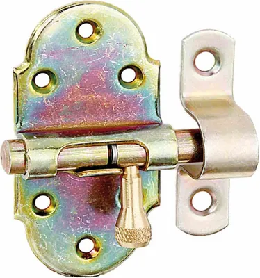Produktbild von ALBERTS Grendelriegel, mit Messing-Knopf, ohne Feder, mit Schlaufe, disp., LxB40x75mm