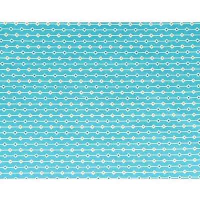 Obrázok produktu pre Bavlnená látka 55 x 45 cm - svetlomodrá s oranžovými a modrými kosoštvorcami