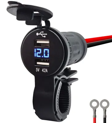 Produktbild von ProRide USB Ladegerät Motorrad 12V 2x USB Voltmeter Blau