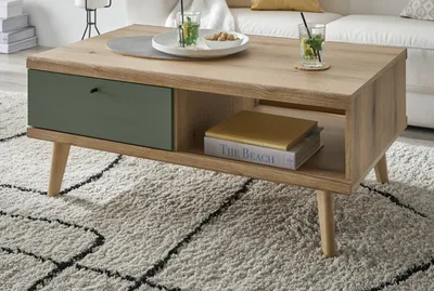 Produktbild von Couchtisch "Juna" in Salbei und Eiche Beistelltisch skandinavisch 107 x 67 cm