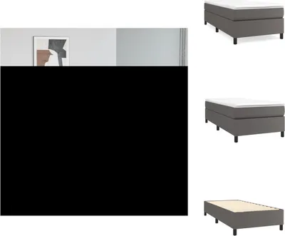 Image de vidaXL Lit Boxspring Gris 90x200 cm Similicuir - Lits et Sommiers
