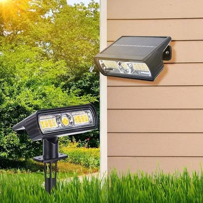 Productafbeelding van Zonnelampen voor Buiten - 3000K Warmwit LED Schijnwerper op Zonne-energie, IP65 Waterdicht, Tuinverlichting met 2 Helderheidsmodi