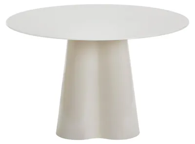 Produktbild von Runder Esstisch für 4 Personen aus MDF und Sicherheitsglas - Lackiert Beige - AVALINA