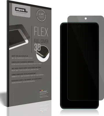 A product package for a screen protector is shown next to a smartphone with a screen protector applied.