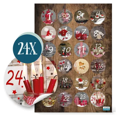 Produktbild von Adventskalenderzahlen Aufkleber 1 - 24 Zahlenaufkleber Ø 4 cm