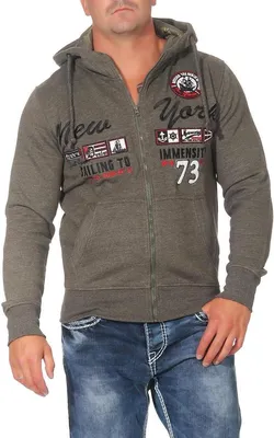 Produktbild von Herren Kapuzenpullover Sweatjacke Sweatshirt Hoodie; Olive S