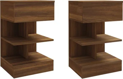 Produktbild von vidaXL Nočné stolíky 2 ks. Hnedý dubový vzhľad 40x35x65 cm Materiál na báze dreva