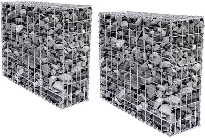 Obrázek produktu pro SONGMICS 2 kusy 100 x 80 x 30 cm kamenná gabionová mříž pozinkovaná pro zahradní ploty robustní a korozivzdorné opěrné zdi GGB283 (2 x GGB183)