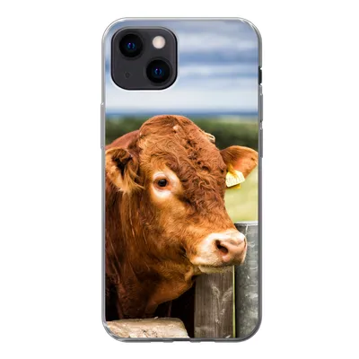 Produktbild von MuchoWow® Handyhülle Schutzhülle Hülle für iPhone 13 mini Schottischer Highlander - Berg - Zaun Silikon Softcase Handy Hülle - Softcase