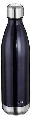 Isolierflasche 750 ml, doppelwandig, Edelstahl, schwarz