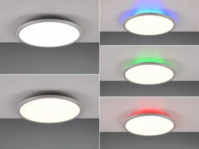 Image de Plafonnier LED rond avec télécommande YUMA, blanc argenté, 20 W, nuances de blanc, 2250 lm, métal, dimensions : 5 x 40 x 40 cm, IP20, Trio