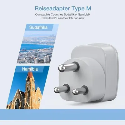 Productafbeelding van Reisadapter voor Zuid-Afrika met USB - set van 2
