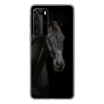 Produktbild von MuchoWow® Handyhülle Schutzhülle Hülle für Huawei P40 Pro Pferd - Nutztier - Schwarz Silikon Softcase Handy Hülle - Schutz